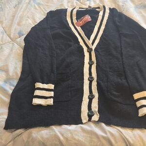 Arizona Jean Company Black and Cream Cardigan